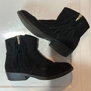 Sam Edelman Becka Addie Suede Fringe Black Booties